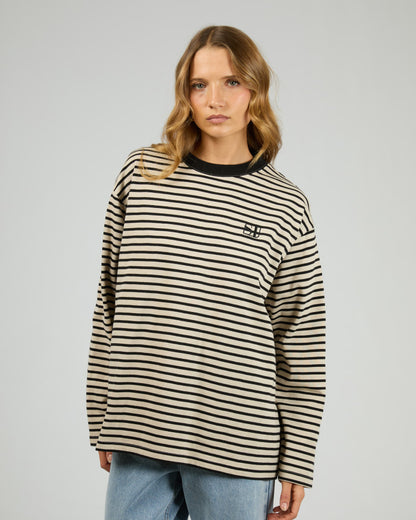 FOUNDATION STRIPE L/S TEE black