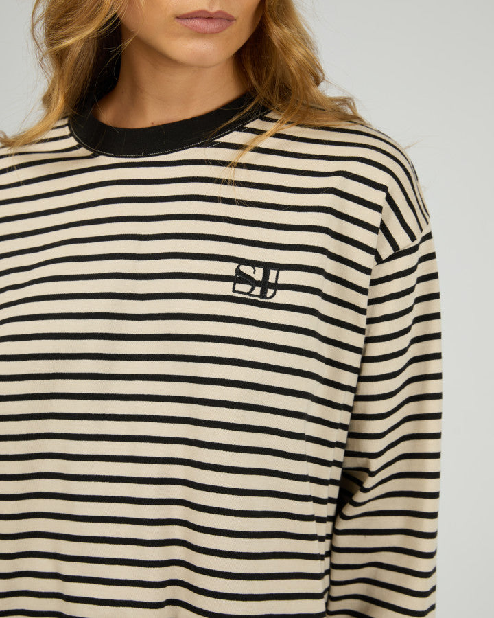 FOUNDATION STRIPE L/S TEE black