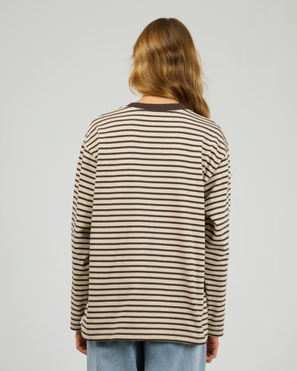 FOUNDATION STRIPE L/S TEE chocolate