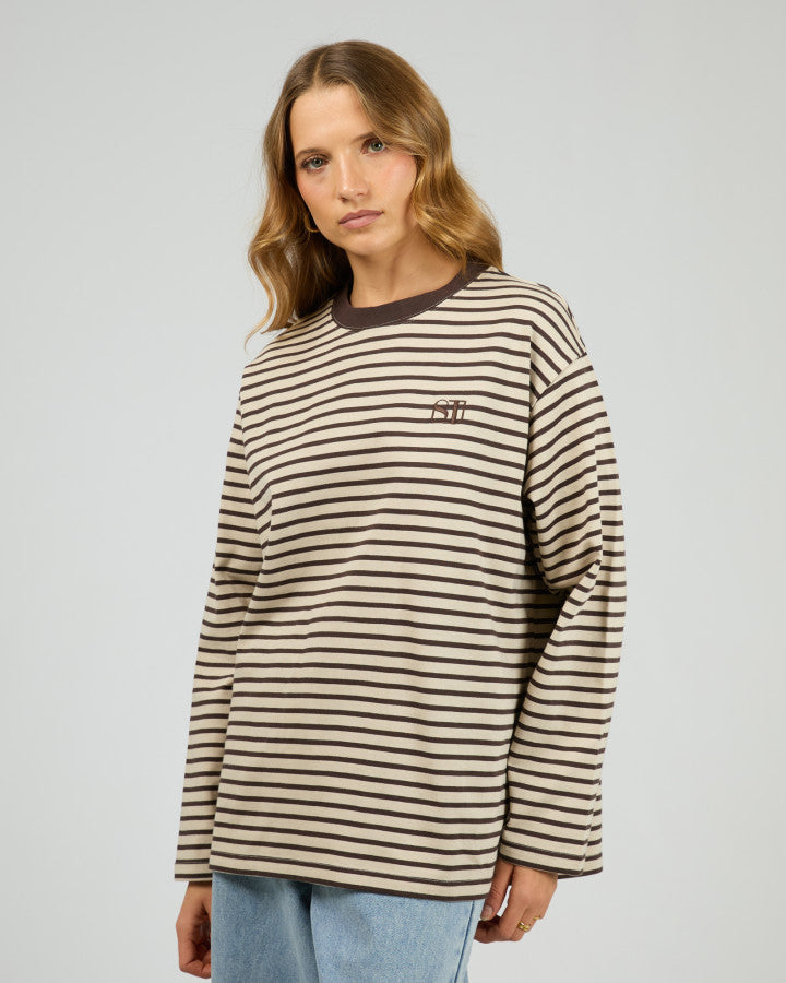 FOUNDATION STRIPE L/S TEE chocolate