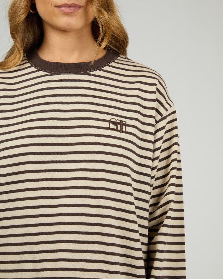FOUNDATION STRIPE L/S TEE chocolate