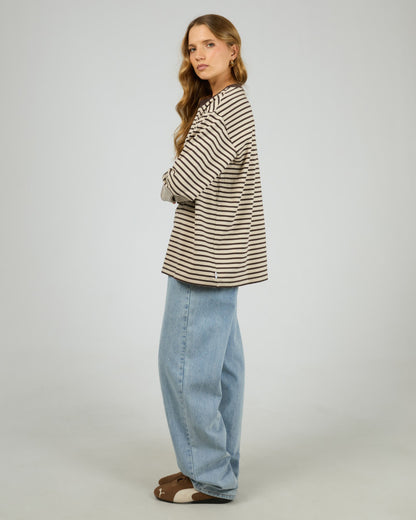 FOUNDATION STRIPE L/S TEE chocolate