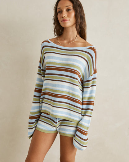 FRANKIE STRIPE KNIT SHORT marine green