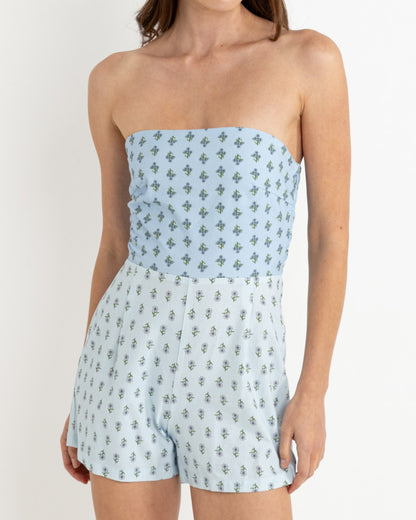 GINGER STRAPLESS ROMPER LIGHT BLUE