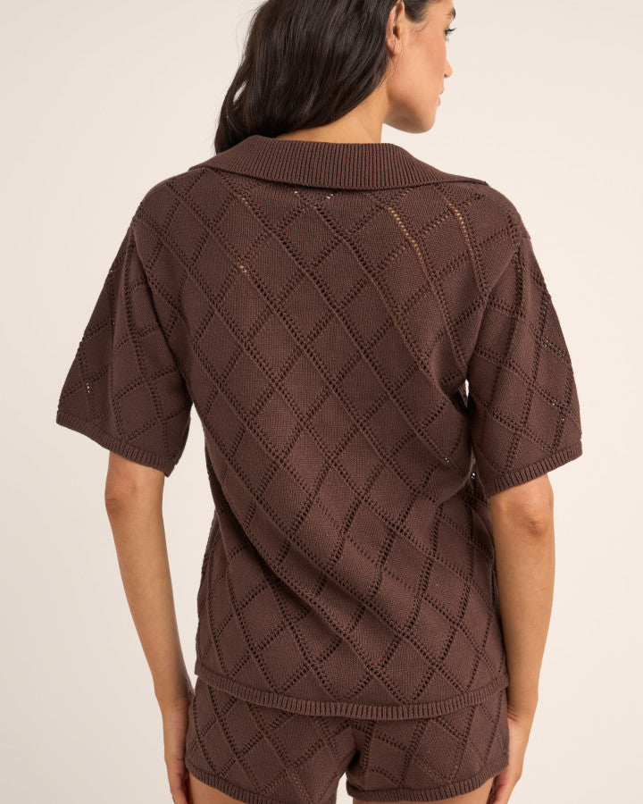 ISLANDER COLLARED KNIT SHIRT CHOCOLATE