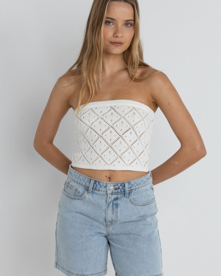 ISLANDER STRAPLESS KNIT TOP WHITE