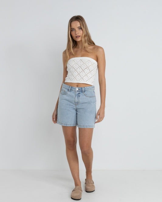 ISLANDER STRAPLESS KNIT TOP WHITE