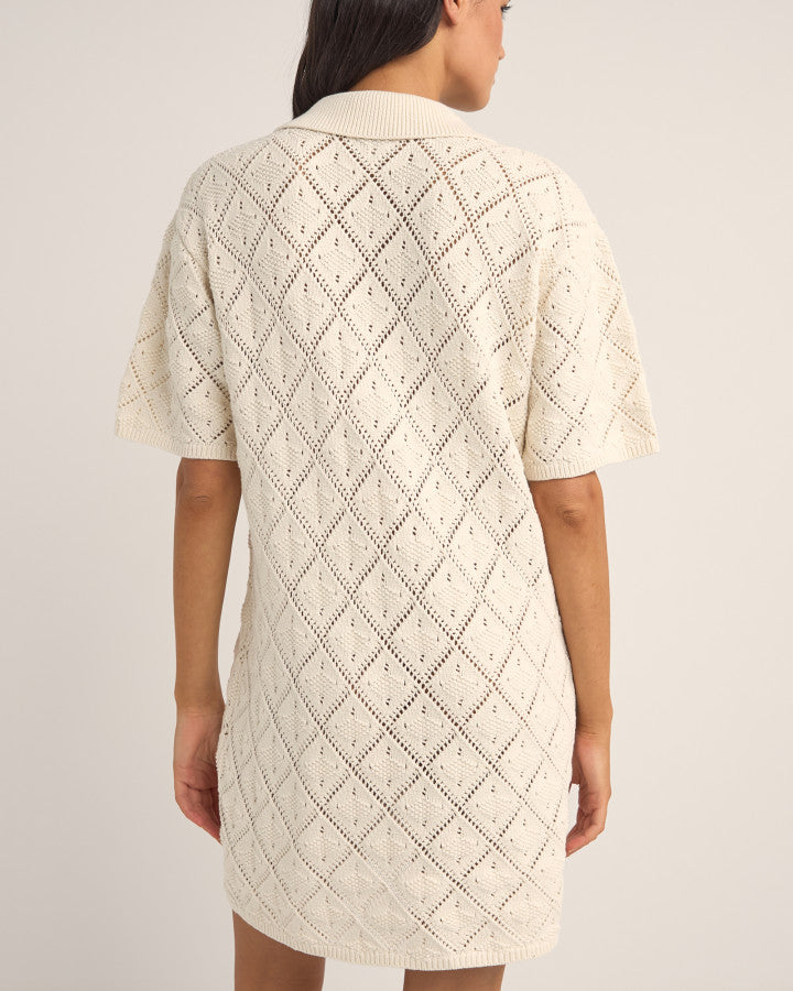 JAFFA KNIT SHIRT DRESS WHITE