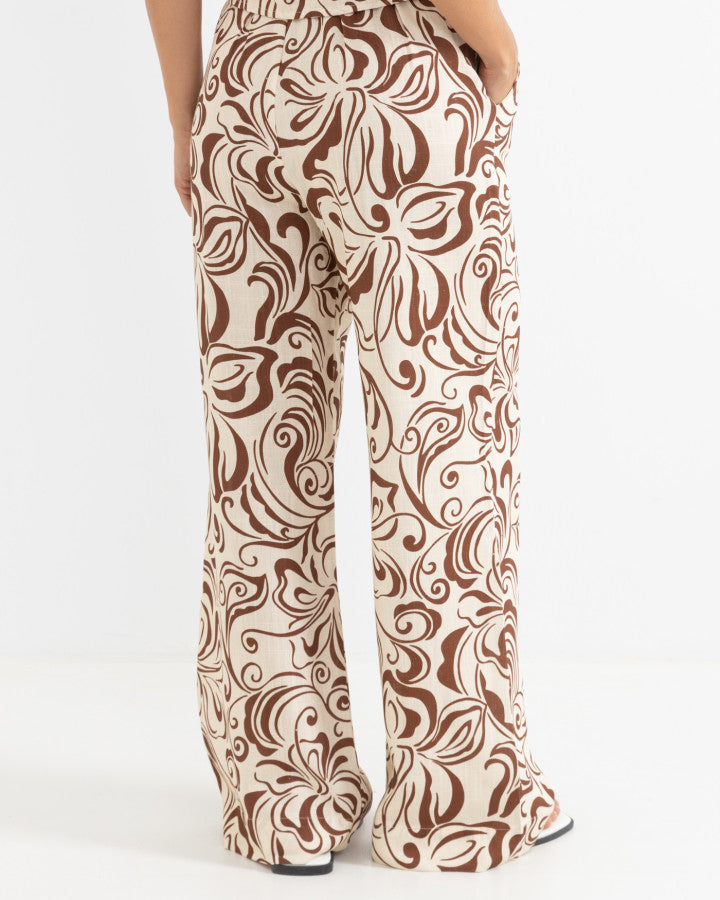 KAI FLORAL WIDE LEG PANT chocolate