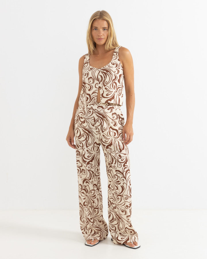 KAI FLORAL WIDE LEG PANT chocolate