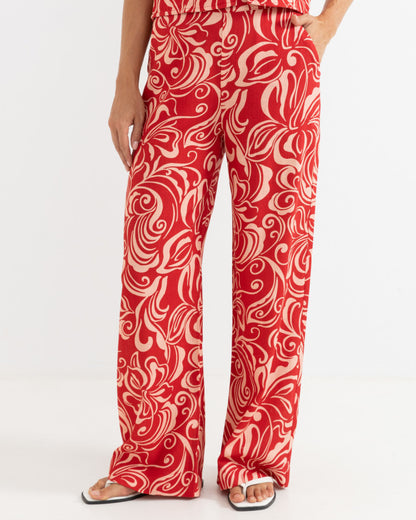 KAI FLORAL WIDE LEG PANT pink