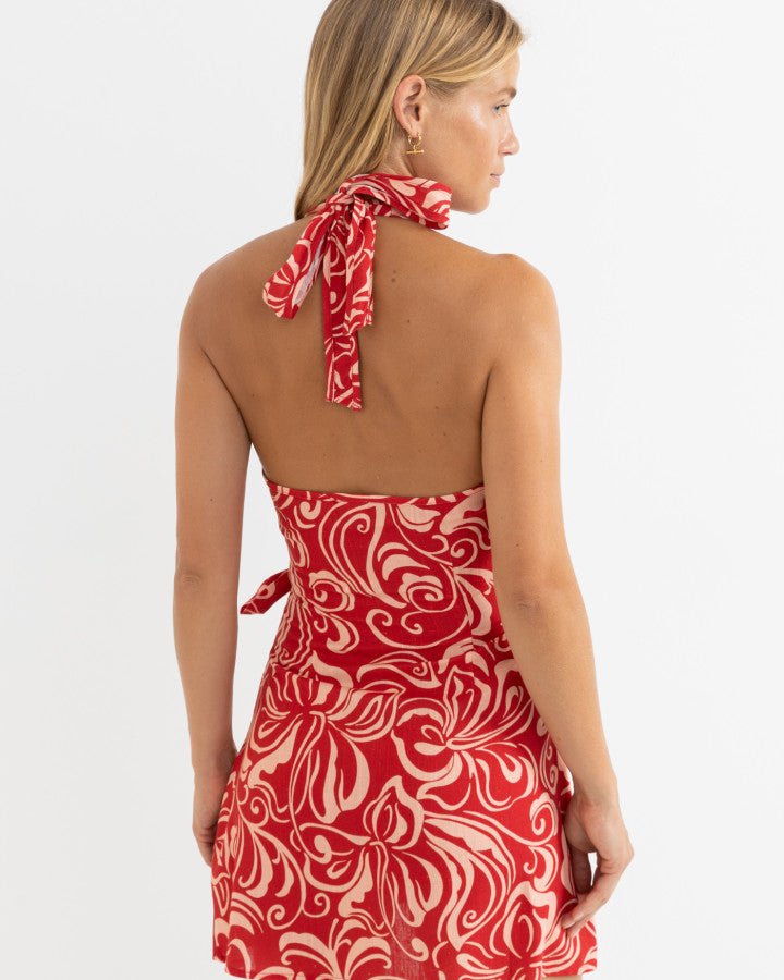 KAI FLORAL WRAP MINI DRESS pink