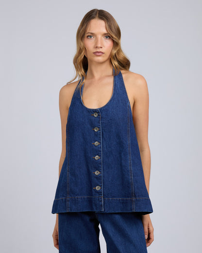 LENNI HALTER NECK TOP dark blue