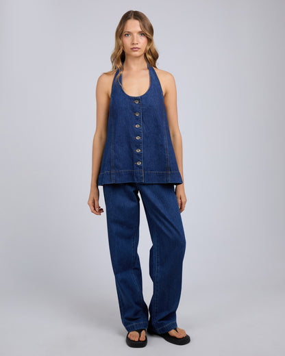 LENNI HALTER NECK TOP dark blue