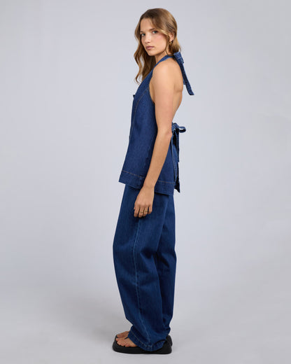 LENNI HALTER NECK TOP dark blue