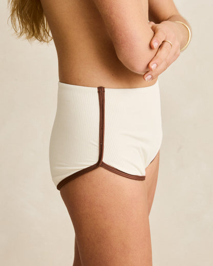 LILY RIB CONTRAST BOYLEG PANT cream