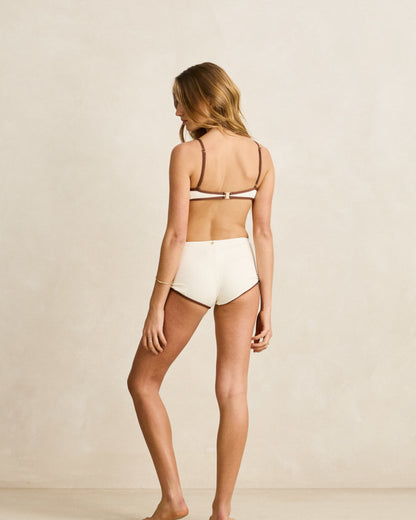 LILY RIB CONTRAST BOYLEG PANT cream