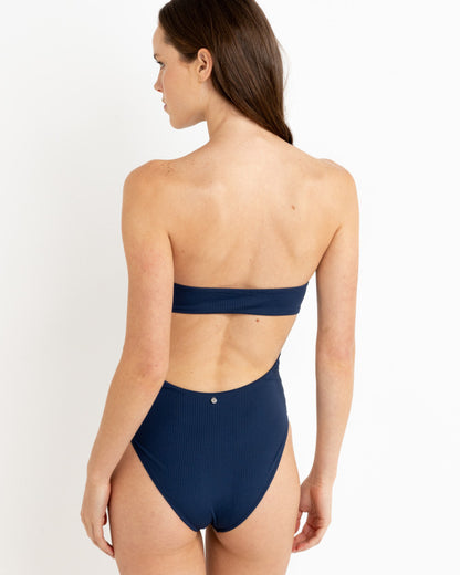LILY RIB STRAPLESS ONE PIECE INK