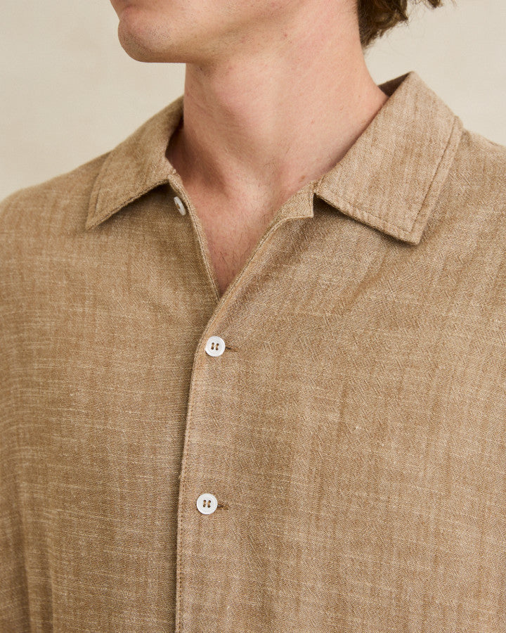 LINEN CHAMBRAY LS SHIRT coffee