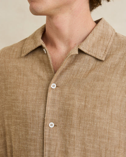 LINEN CHAMBRAY LS SHIRT coffee