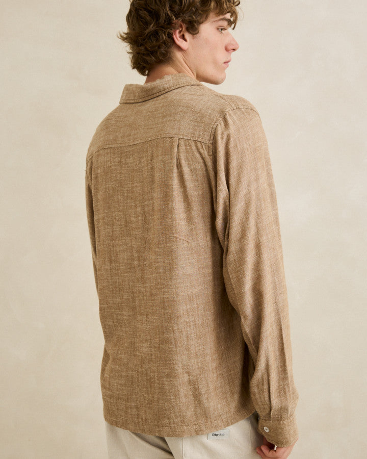 LINEN CHAMBRAY LS SHIRT coffee