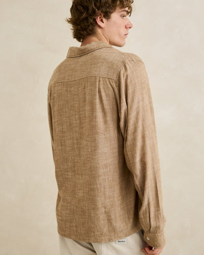 LINEN CHAMBRAY LS SHIRT coffee