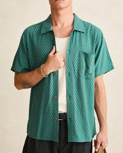 LINEN FLOAT STITCH SS SHIRT pine