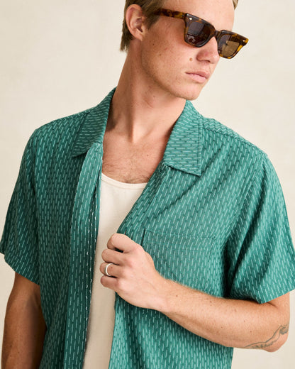 LINEN FLOAT STITCH SS SHIRT pine