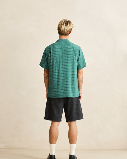 LINEN FLOAT STITCH SS SHIRT pine