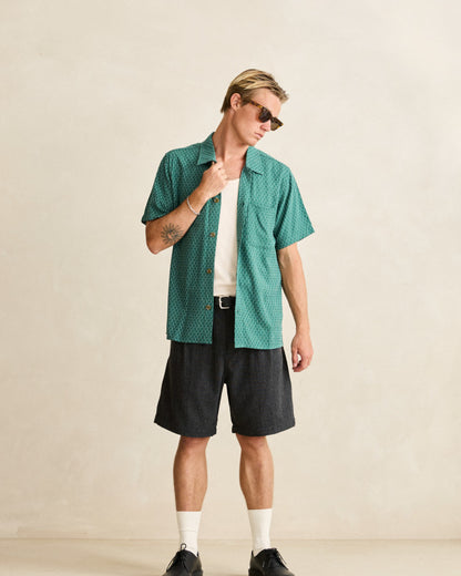 LINEN FLOAT STITCH SS SHIRT pine