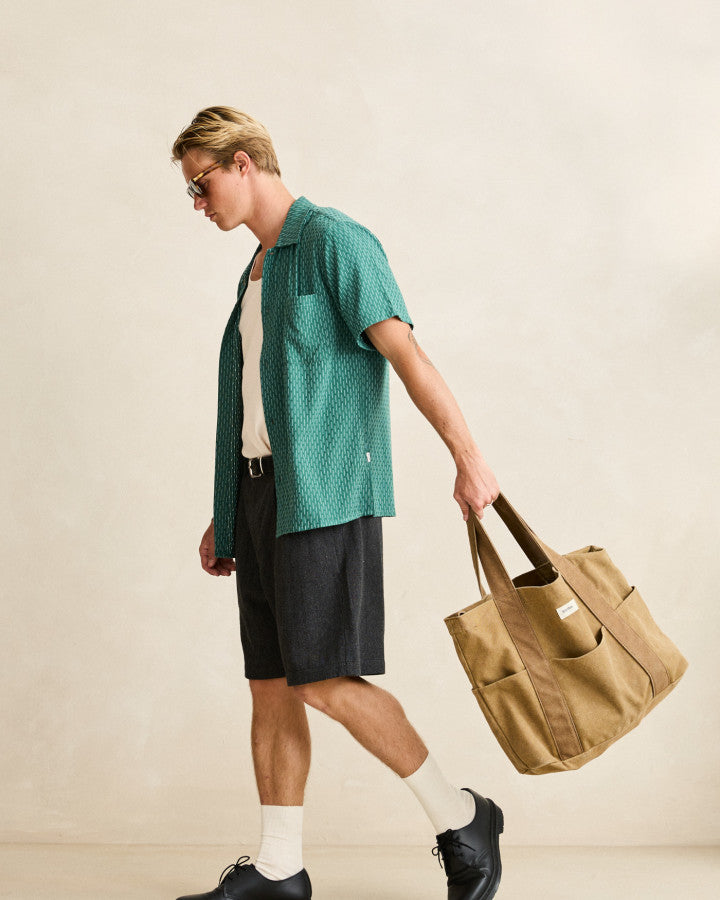 LINEN FLOAT STITCH SS SHIRT pine