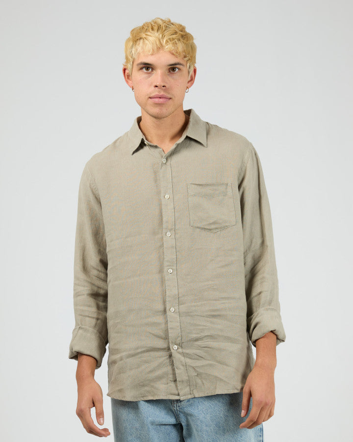 LINEN LS SHIRT II khaki