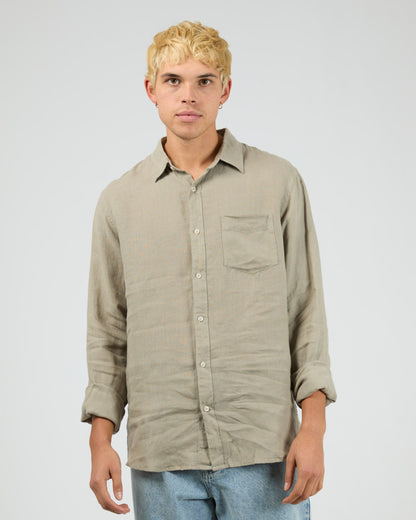 LINEN LS SHIRT II khaki