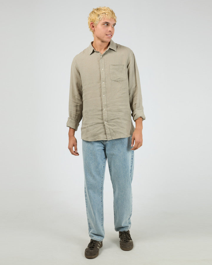 LINEN LS SHIRT II khaki