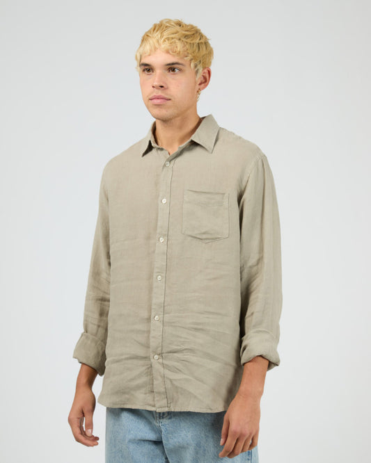 LINEN LS SHIRT II khaki