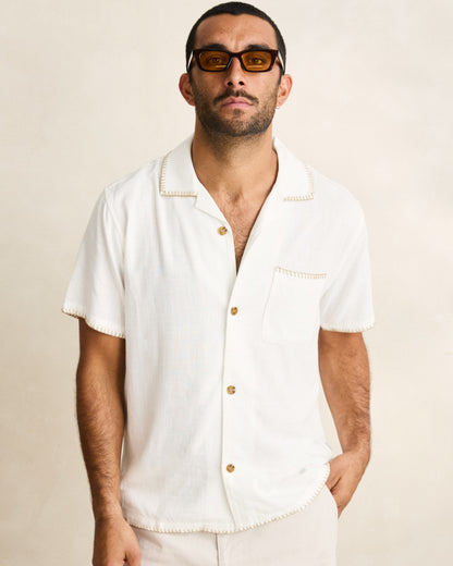 LINEN WHIP STITCH SS SHIRT vintage white