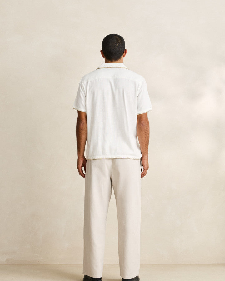 LINEN WHIP STITCH SS SHIRT vintage white