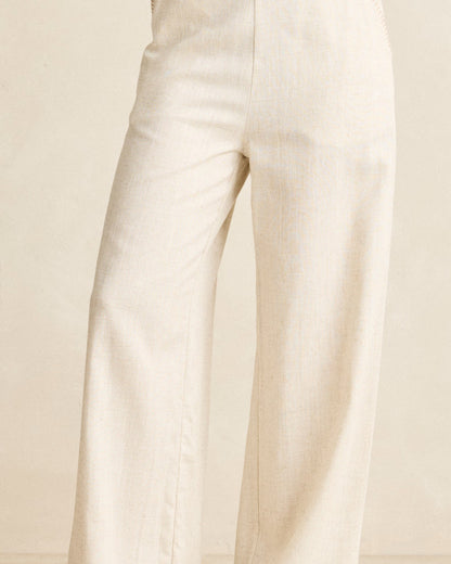 LINEN WHIP STITCH WIDE LEG PANT natural