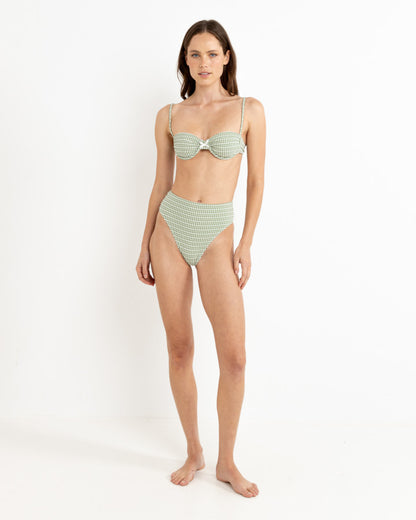 LOLA CHECK BALCONETTE TOP GREEN