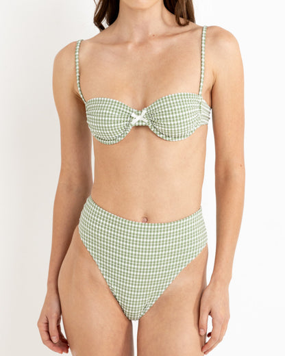 LOLA CHECK BALCONETTE TOP GREEN