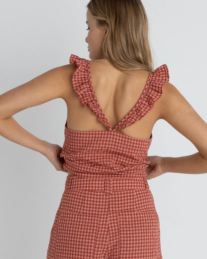 LOLA CHECK CAMI TOP RED