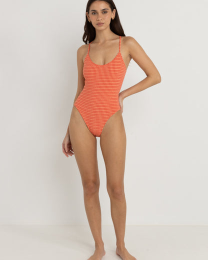 LOLA CHECK CROSS BACK ONE PIECE RED