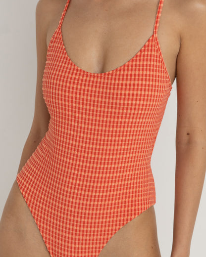 LOLA CHECK CROSS BACK ONE PIECE RED