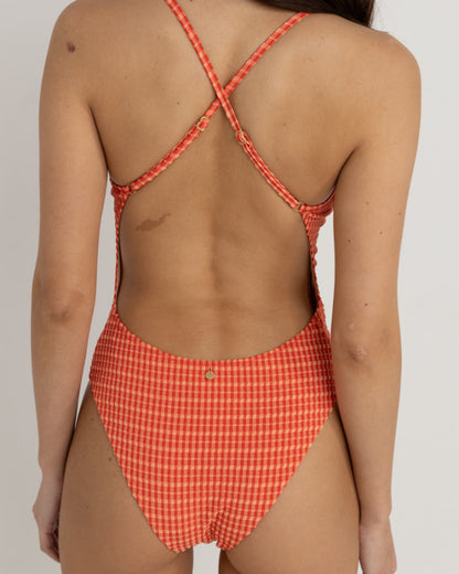 LOLA CHECK CROSS BACK ONE PIECE RED