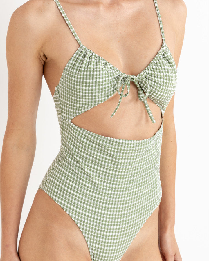 LOLA CHECK CUT OUT ONE PIECE GREEN