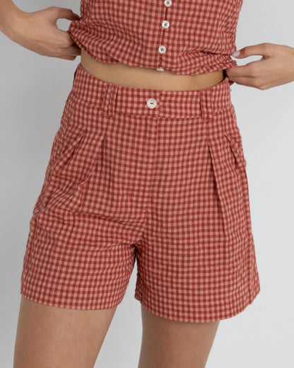 LOLA CHECK SHORT RED