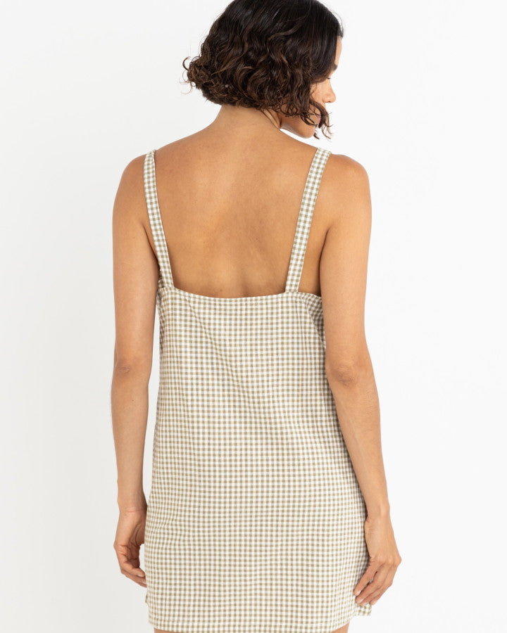 LOLA CHECK SLIP DRESS OLIVE