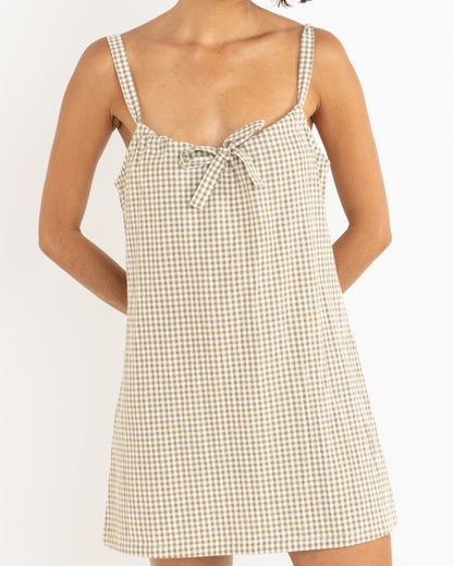 LOLA CHECK SLIP DRESS OLIVE