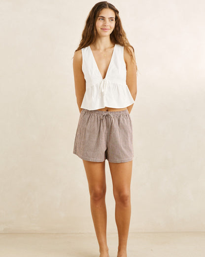 LONDON CHECK BEACH SHORT chocolate