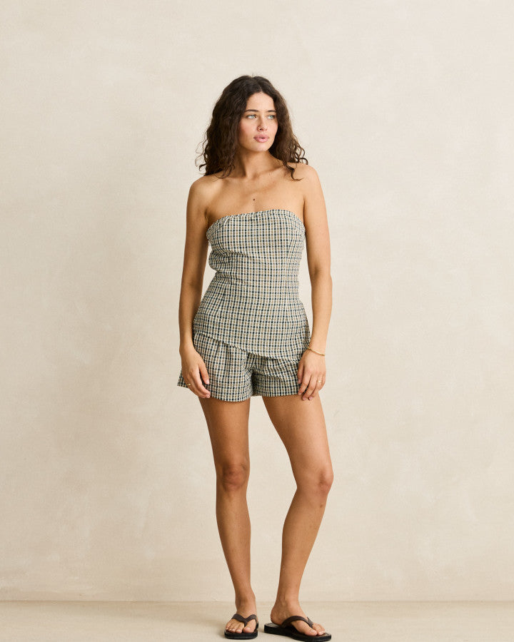 LOTTIE CHECK SHORT brown